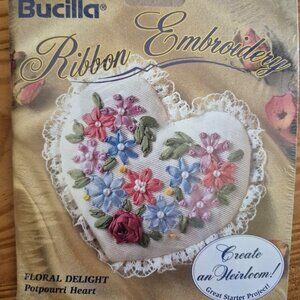 Ribbon Embroidery-Floral Delight Potpourri Heart-Unopened